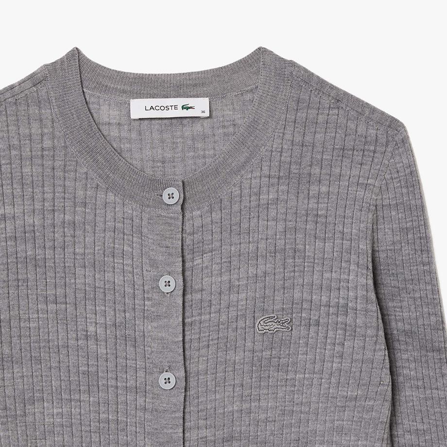 Lacoste Women's Slim Fit Ribbed Crew Neck Cardigan AF2560-54NCCA
