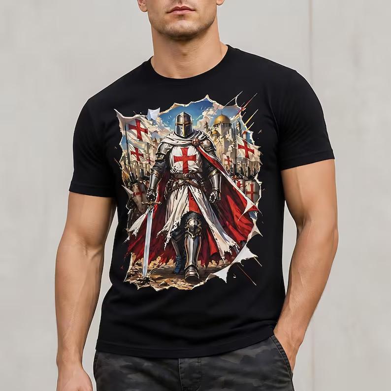 Templar Knight T-Shirt Crusader Shirt, Knights Templar Tee L