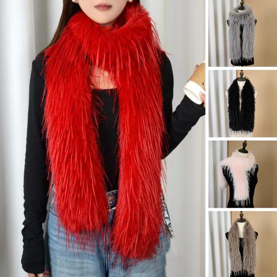 Women Scarf Solid Color Imitation Turkey Feathers Long Scarf Autumn Winter Warm Scarf Daily Party Street Wear