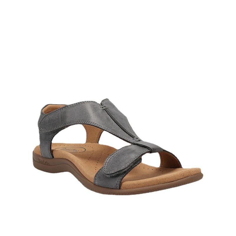 Large Size Sandals Women's Summer New Flat Arch Massage Velcro One-word Casual Beach Sandals