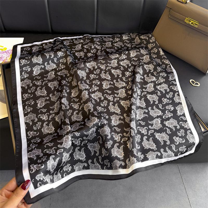 Light luxury cashew nut retro imitation silk printing silk scarf square scarf high-end shawl sunscreen neck scarf headscarf scarf