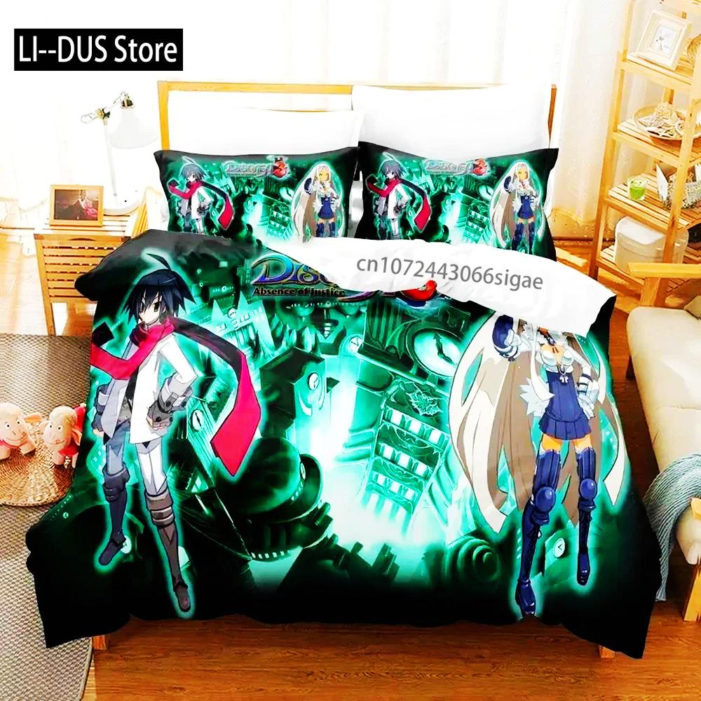 Anime Disgaea Bettwäsche-Set Bettbezug Bett-Set Steppdeckenbezug Kissenbezug Bettdecke King Queen Size Jungen Erwachsene Bettwäsche-Set