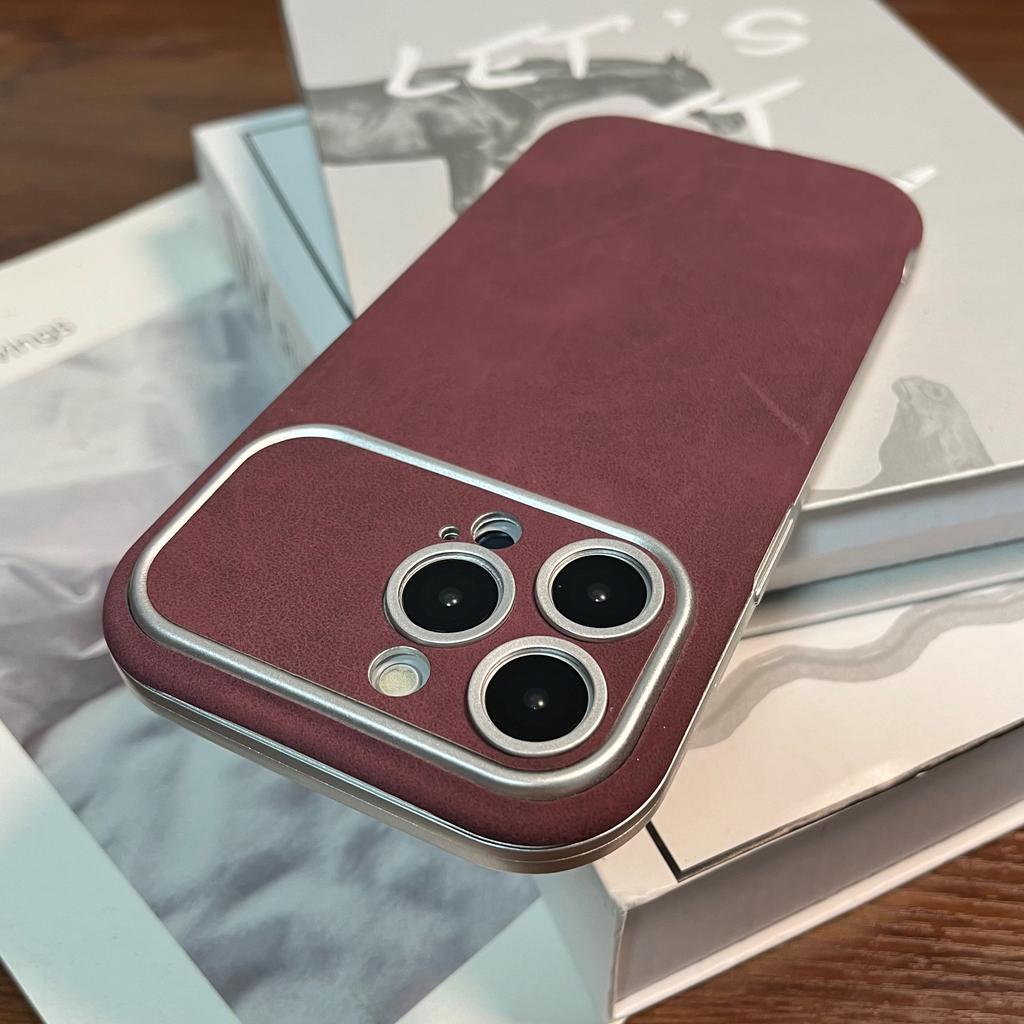 Matowe Skórzane Etui na Telefon ze Zamszu Dla iPhone 16 15 14 13 12 11 Pro Max Plus Ochrona Aparatu ze Skóry Jagnięcej Odporny na Wstrząsy Zderzak Miękkie Pokrowiec