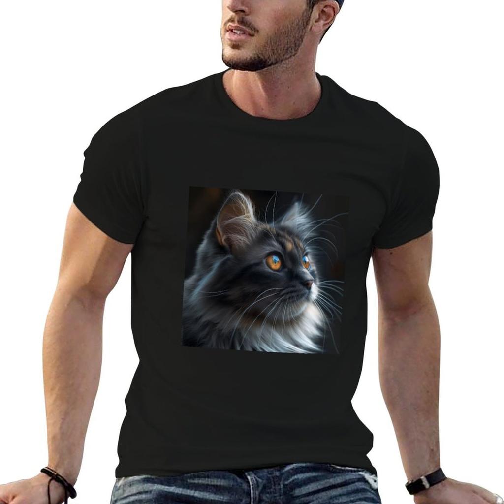 Unisexs 100 Cotton Casual Custom Tee Gaze Of The Mystic Feline Graphic Print