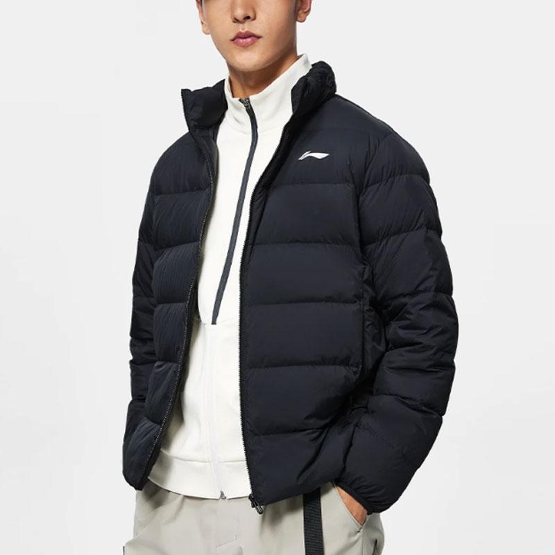 Li-Ning Off-Season Solid Color Stand Collar Slim Fit Short Down Jacket Men Jacket AYMT101-1