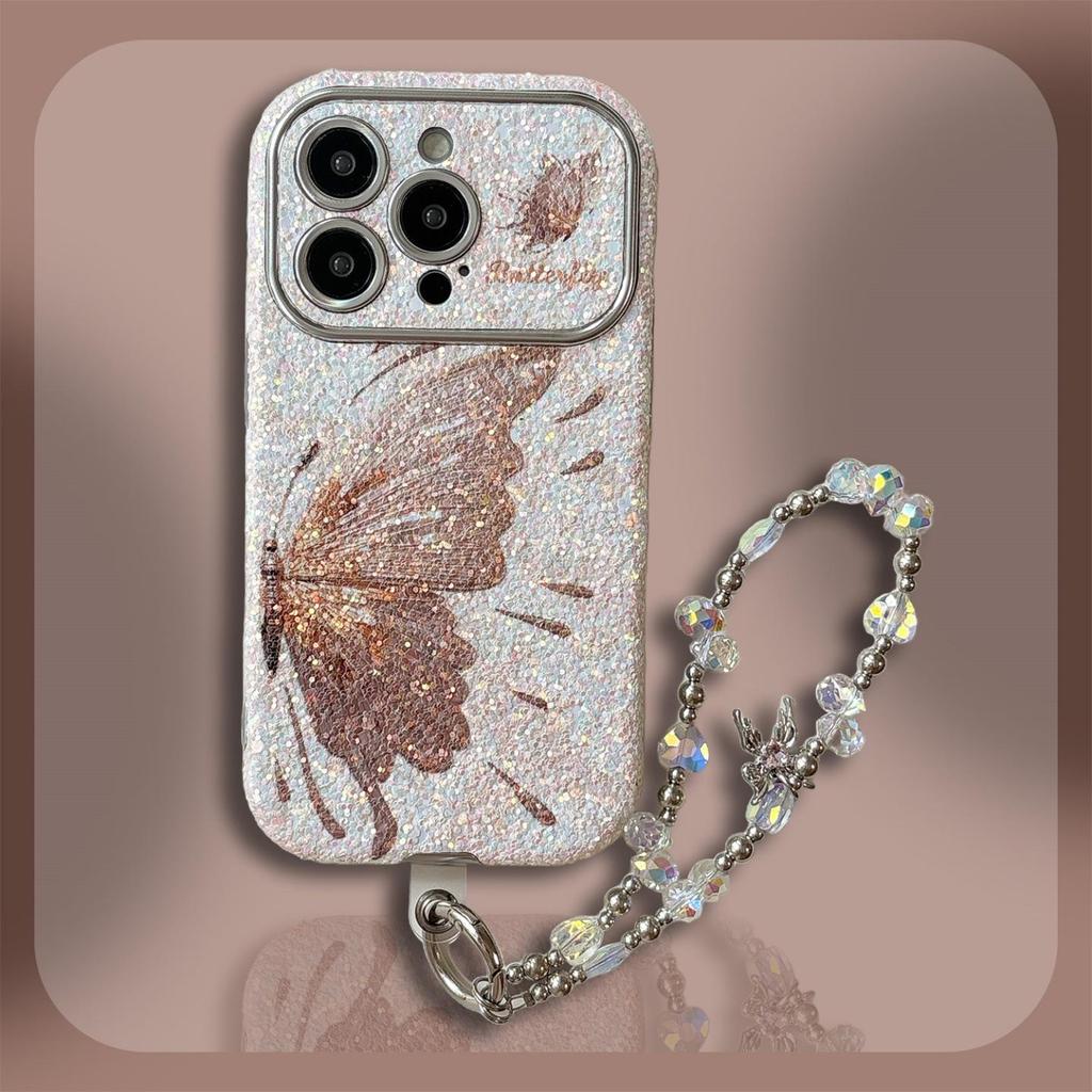 Pink Butterfly Protective Case for iPhone 14/15/16/17 Pro Max