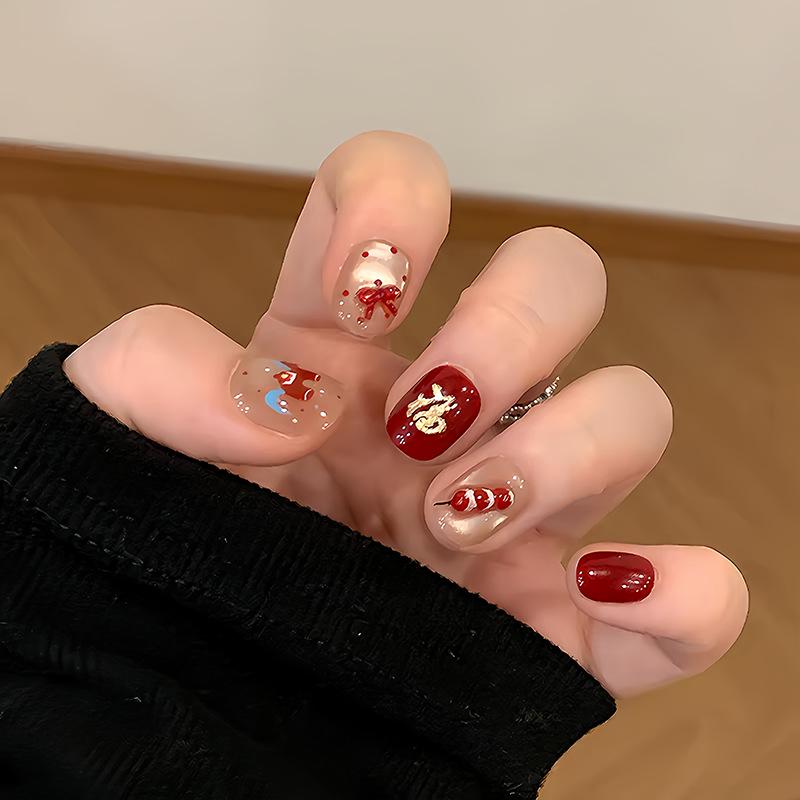 Year of the Horse Edition: Hand-Painted Tanghulu Design Wearable Nail Art for New Year L