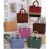 Rattan Woven Handmade Wicker Shopping Basket Multicolors PVC Home Vegetable Fruit Packing 24*14*18cm