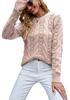 2026 Autumn Winter Women's Long Sleeve Cable Knit Pullover Sweater