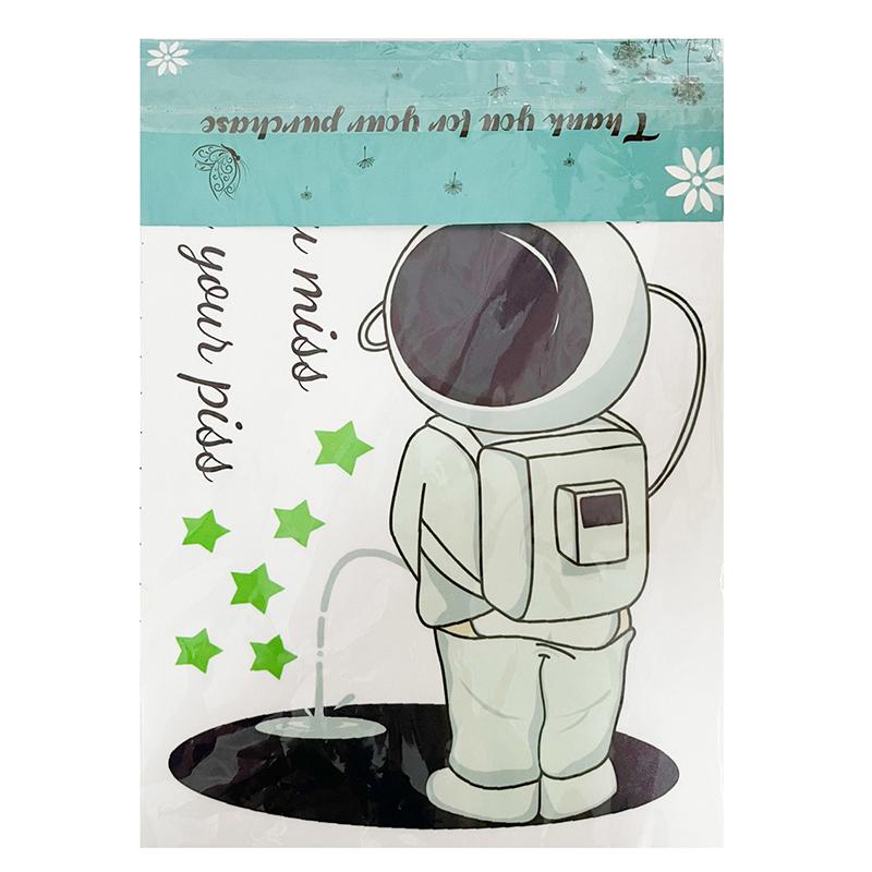 

Светящиеся в темноте наклейки на стену для туалета с изображением астронавта и звезд, украшение для туалета, самоклеящиеся наклейки зелёный