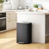 Trash Can Kitchen 50 Liter Pedal Bin with Stay-Open Function, Soft-Close Lid, Pedal, Black