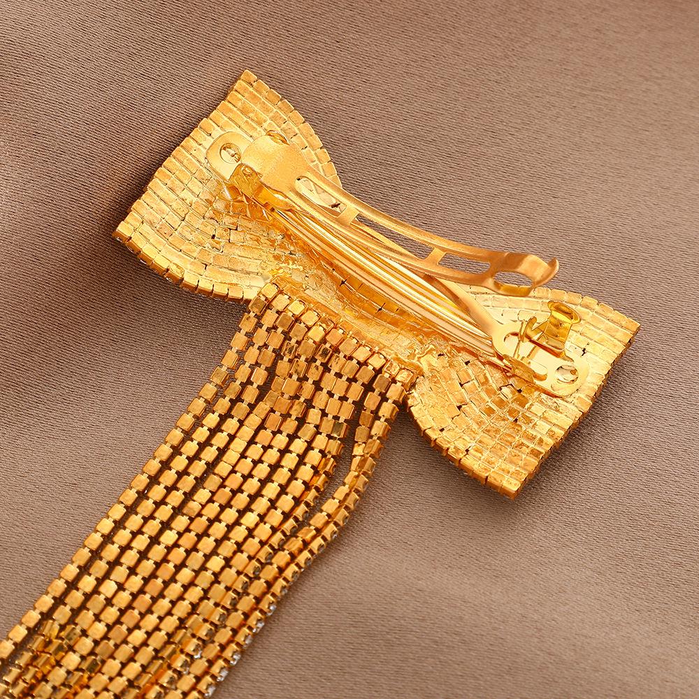 Rhinestone Bow Tassel Hair Clip - Elegant Luxury Women's Accessory