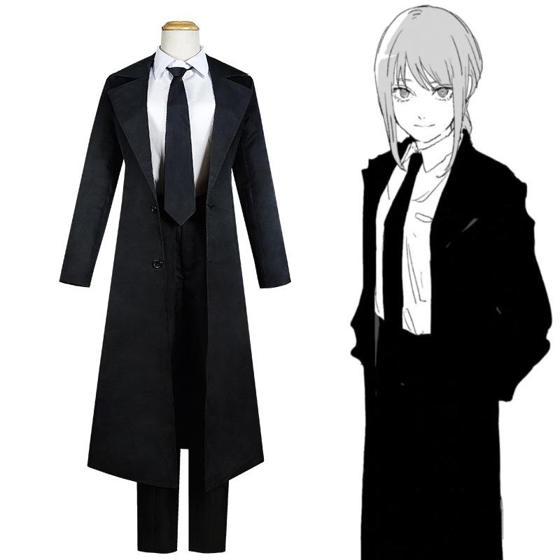 Anime Chainsaw Man Makima Angel Devil Cosplay Long Wig Black Shirt Pants Coat Suit Halloween Christmas Party Outfit Costumes