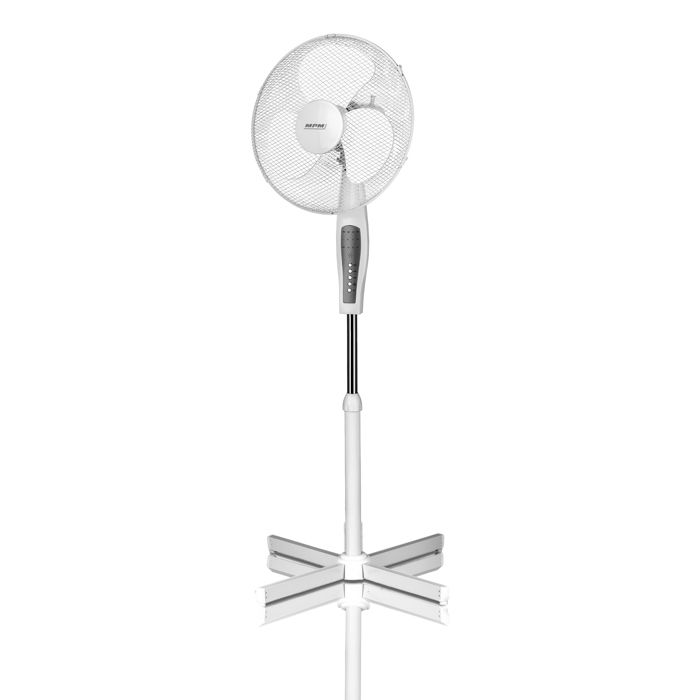 Ventilateur À Pied Pivotant, 42 Cm, Réglable En Hauteur, Minuterie De 7,5 Heures MPM MWP-19 50W Blanc 01290