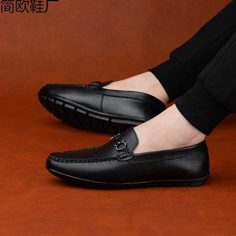 Bolu Ma Doudou Shoes Men's Leather Shoes Versatile Business Retro One Pedal Casual