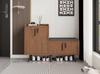 Modern Shoe Bench with Wood Grain, Shoe Cabinet, Four Storage Doors, Asymmetrical Metal Handles, W120/D34/H82.8 CM (OLD SKU: N657P242917N)