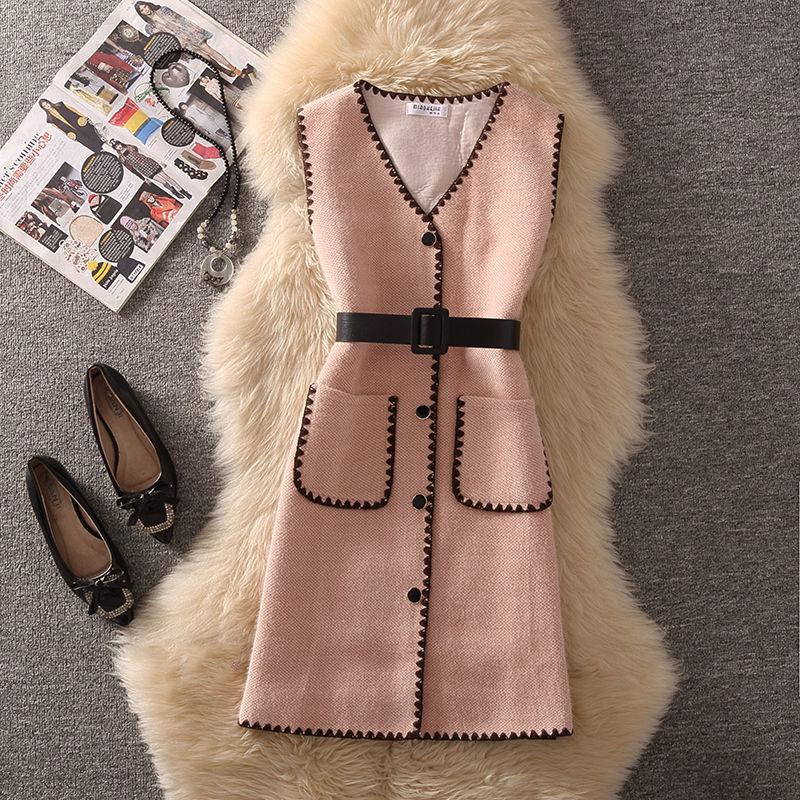 Ladies Sleeveless Vest Jacket Ladies Temperament Goddess Fan Waist Was Thin Cardigan All-match V-neck Ladies Jacket