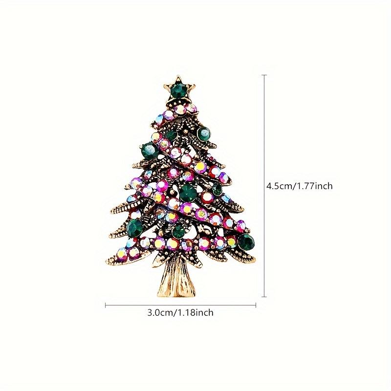 Vintage Christmas Tree Brooch Pin with Green Gemstones & Golden Accents - Elegant Accessory for Dresses Coats Scarves - Festive Jewelry Gift for Women