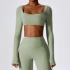Womens Long Sleeve Yoga Top Quick-Dry Stretch Fitness Tee Running Gym Dance Outdoor Sports
