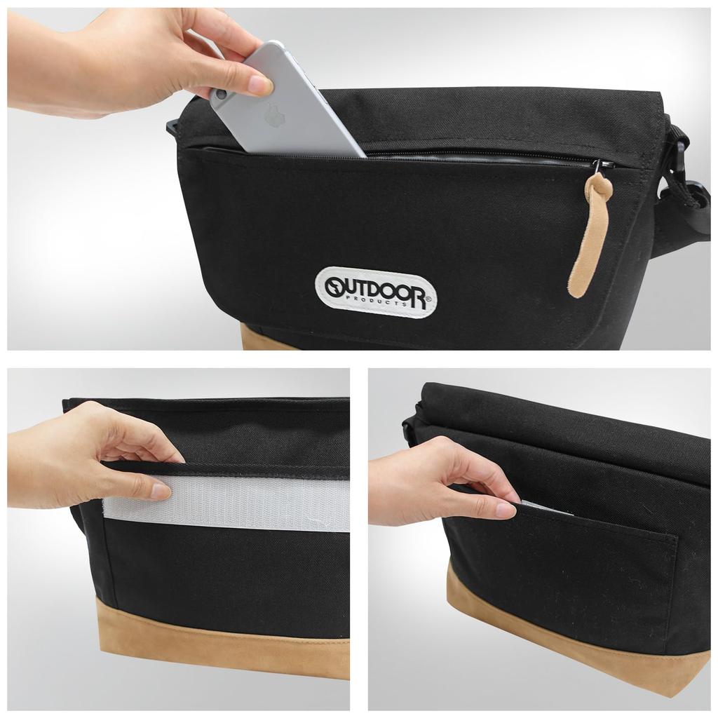 Outdoor Products Classic Mini Flap Shoulder Bag, Nylon, Suede, and Synthetic Leather, Black