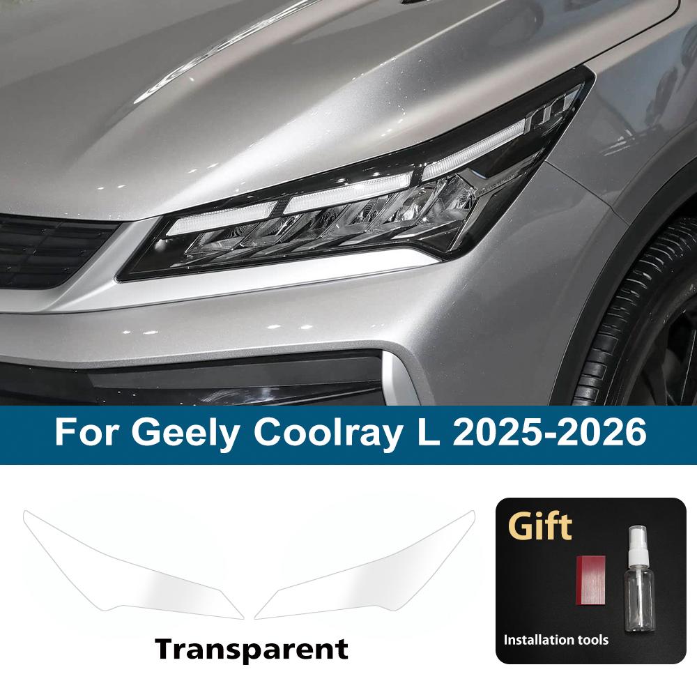 For Geely Coolray Coolray L High Gloss Smoke Black Pre-Cut Headlight Protection Film TPU PPF Kit Anti-Scratch Vinyl Wrap Cover