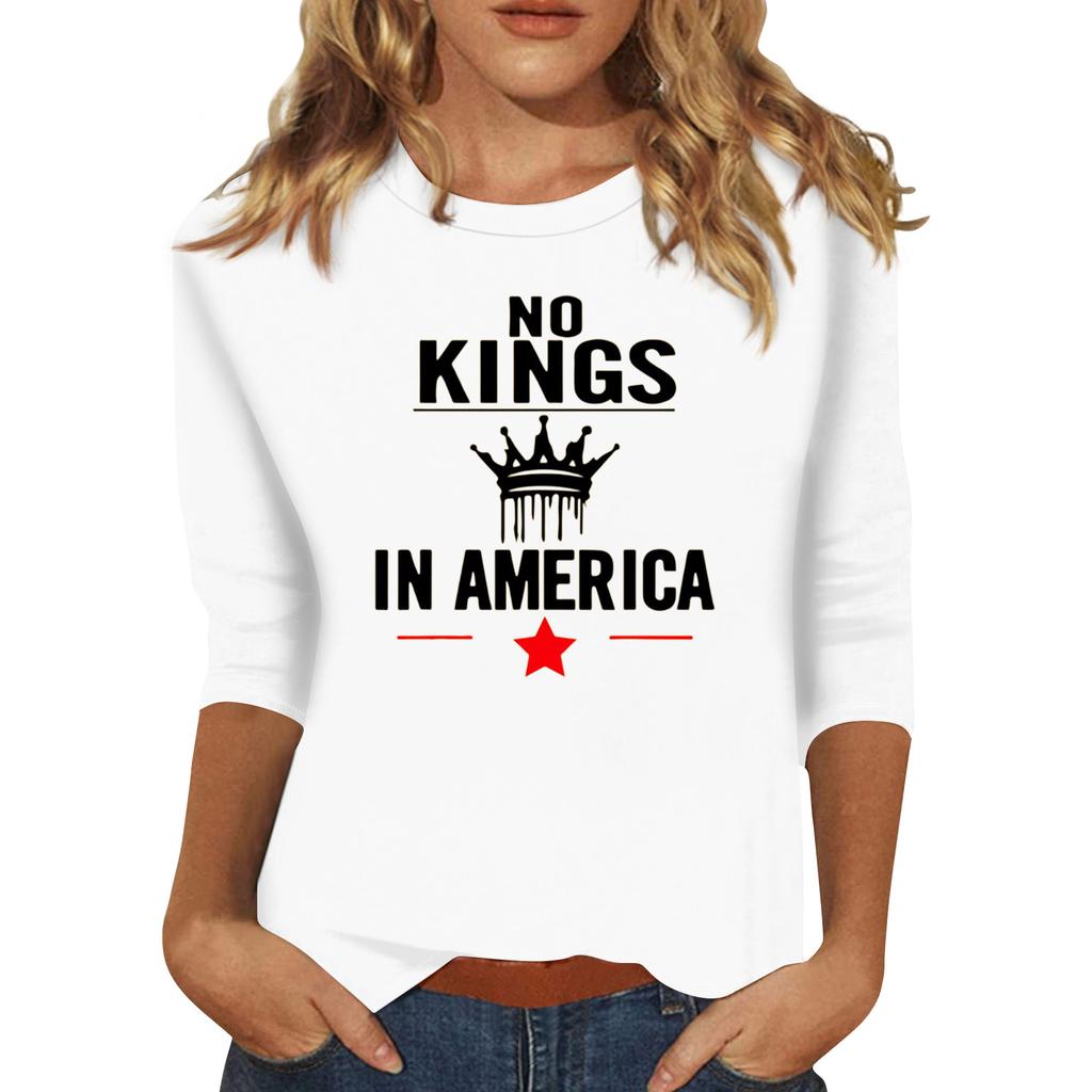 Women's Fashionable Casual Three-quarter Sleeve Round Neck Top