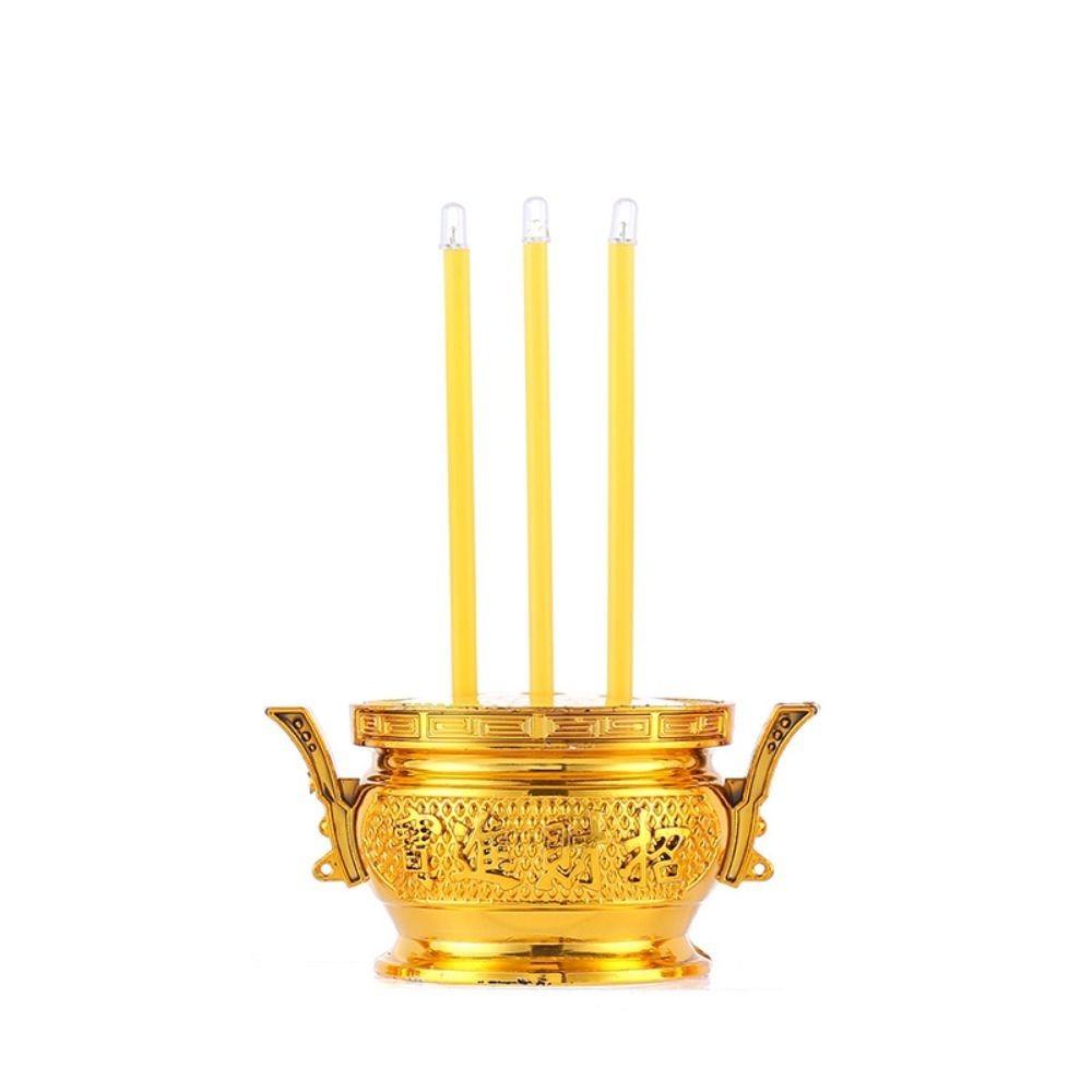 

Simulation LED Lotus Set with Batteries Durable Incense Burner Set Gold Flickering Candle Flame Electronic Candlestick Set