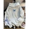 Autumn Winter Creative Butterfly Letter Print Hooded Sweatshirt Loose Comfortable Casual Sport Long Sleeves Hoodies