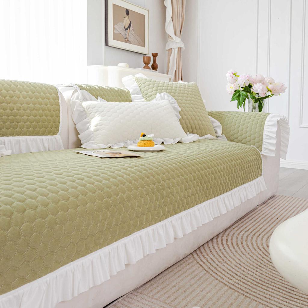 French Cream Sofa Cushion Thickened Universal Non-Slip Cover Soft Towel Fabric for All Seasons Comfortable Home Decor
