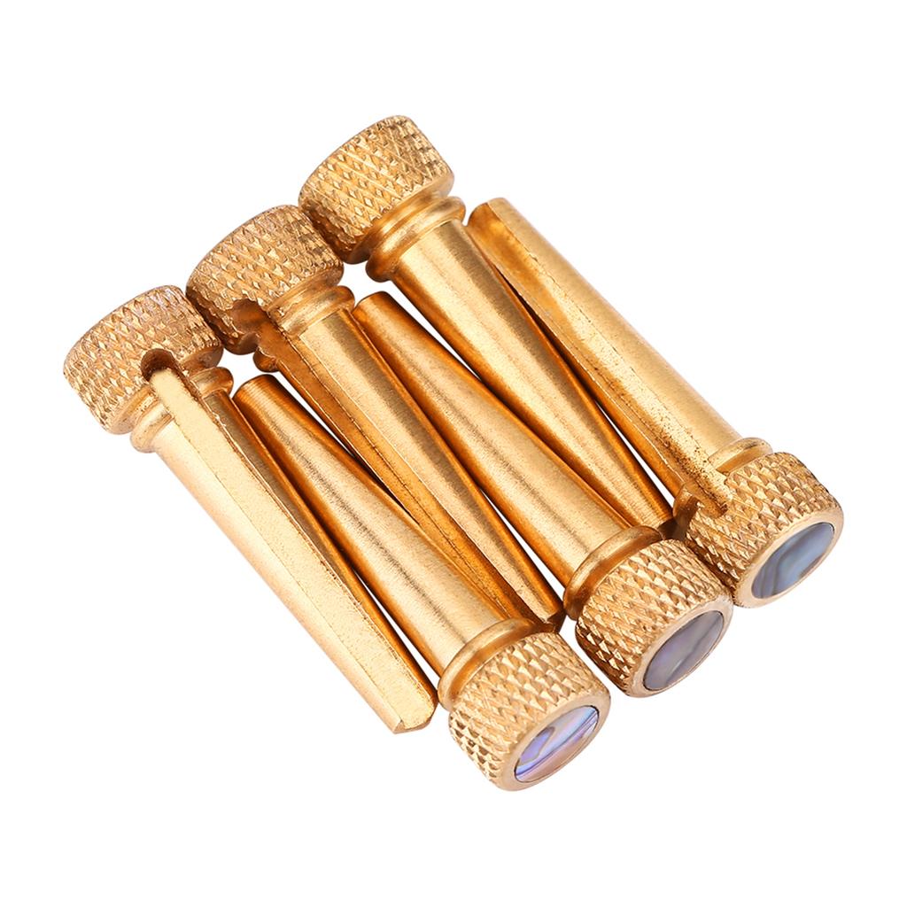 6 st Mässing & Abalone Pins Stallpinset för Akustisk Folk Gitarr Gitarrtillbehör