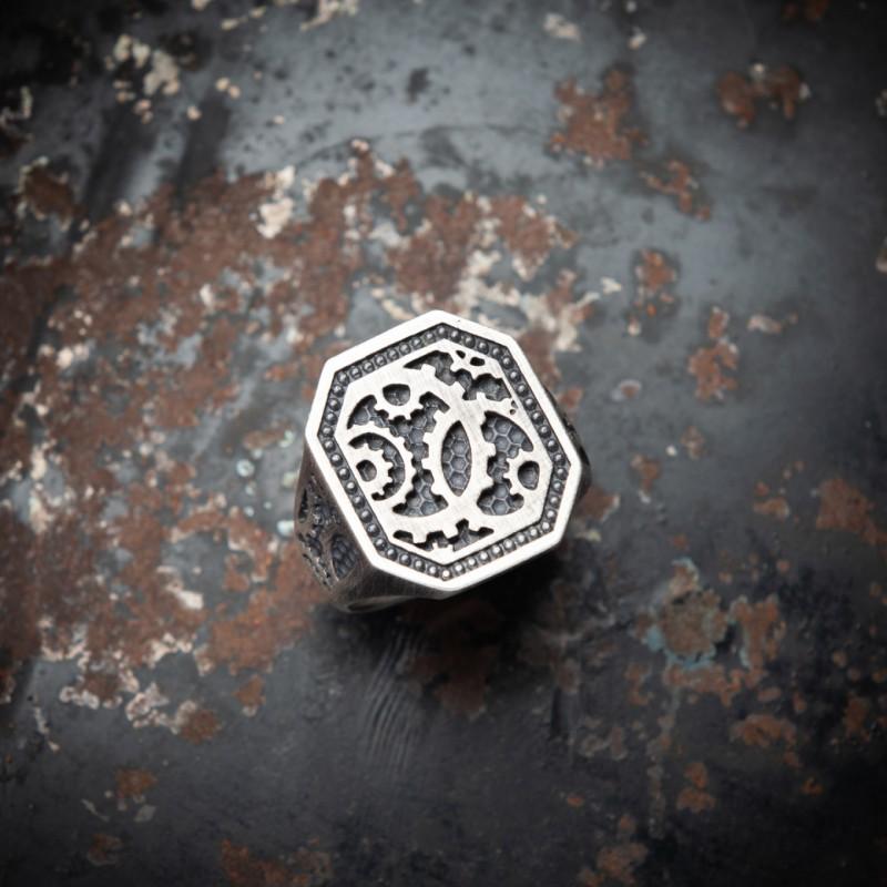 Adjustable Open Ring Men Women Vintage Gear Design Copper Plated Retro Stylish Statement Jewelry