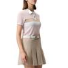 Fila Golf Series Striped Comfortable Fashionable Easy Soft Short Sleeve Polo Shirt Women Tops Pink A11W525404F