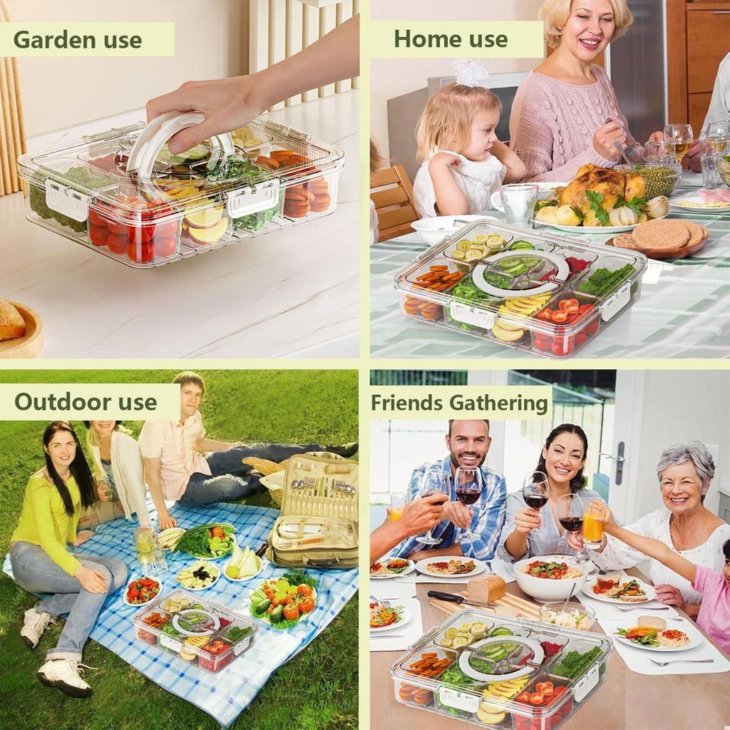 Snack Containers 8 Compartments Snack Box Tray Organizer Storage For Fruits Nuts Condiments Sweets Candy Kitchen Refrigerator