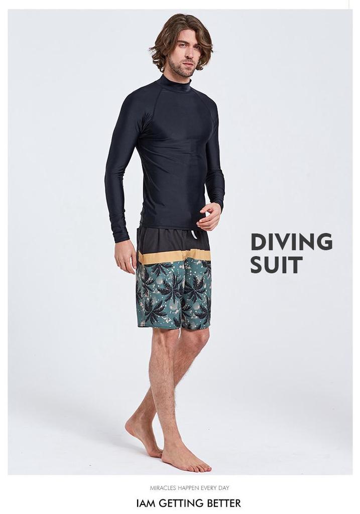 Shabate Men's Quick-Dry Diving Suit: Long Sleeve Sun Protection, Slim Fit, Jellyfish-Resistant Top for Snorkeling.