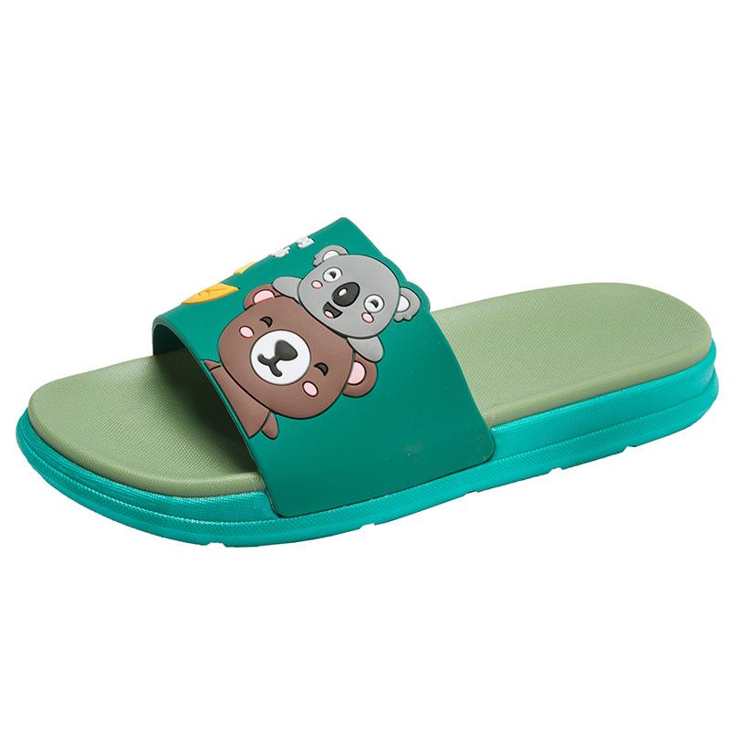 New slippers women's outer wear summer home indoor green cartoon bear cute wear-resistant bathroom cool slippers