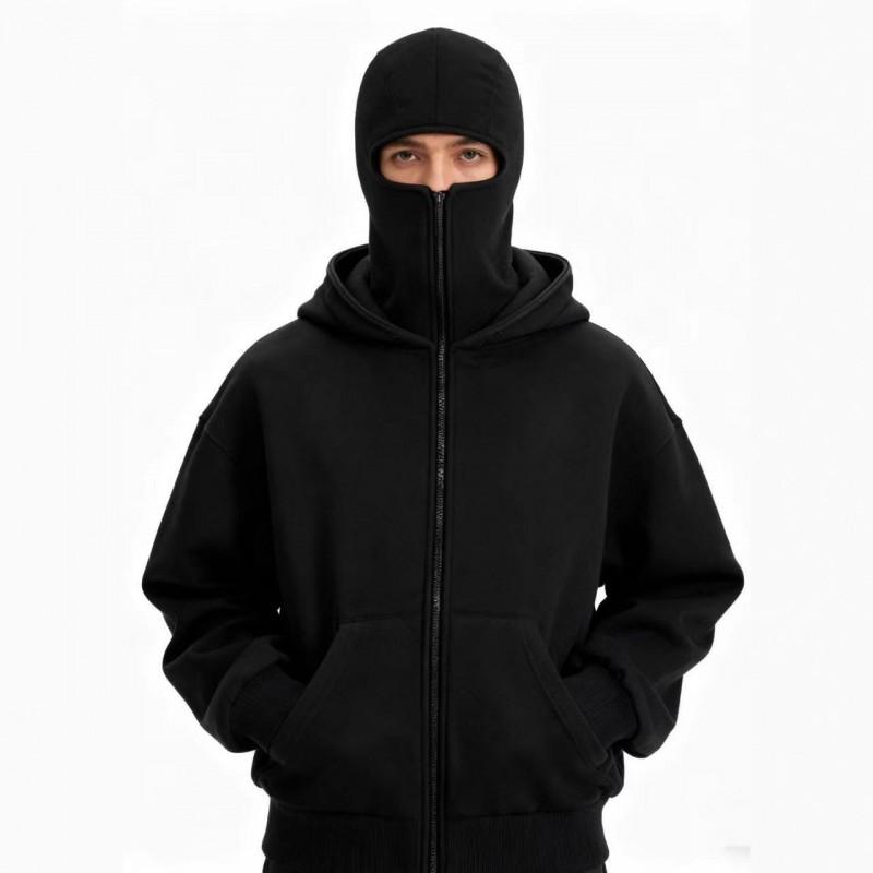 Unisex Kapuzen-Reißverschluss-Sweatshirt Mit Print-Design Oversized Passform Warm Fleecegefüttert Winter