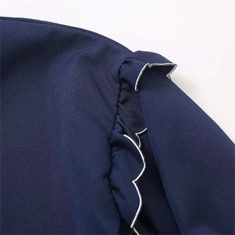 Wave Ruffles Lace Up Bow Shirts Women Spring Causal Loose V-neck Long Sleeve Blouses Lady Temperament Tops