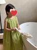 Ärmelloses Baby-Mädchen Prinzessinnenkleid im koreanischen Stil mit Schleife - Sommer Einfarbig