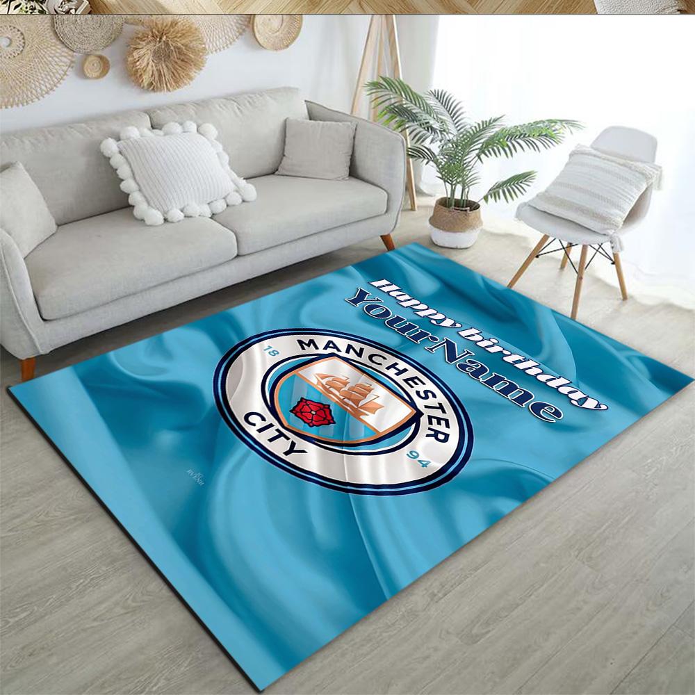 Manchester City Personalized Name Carpet Suitable for Balcony Game Room Outdoor Kitchen Antislip Carpet Decorate Offices