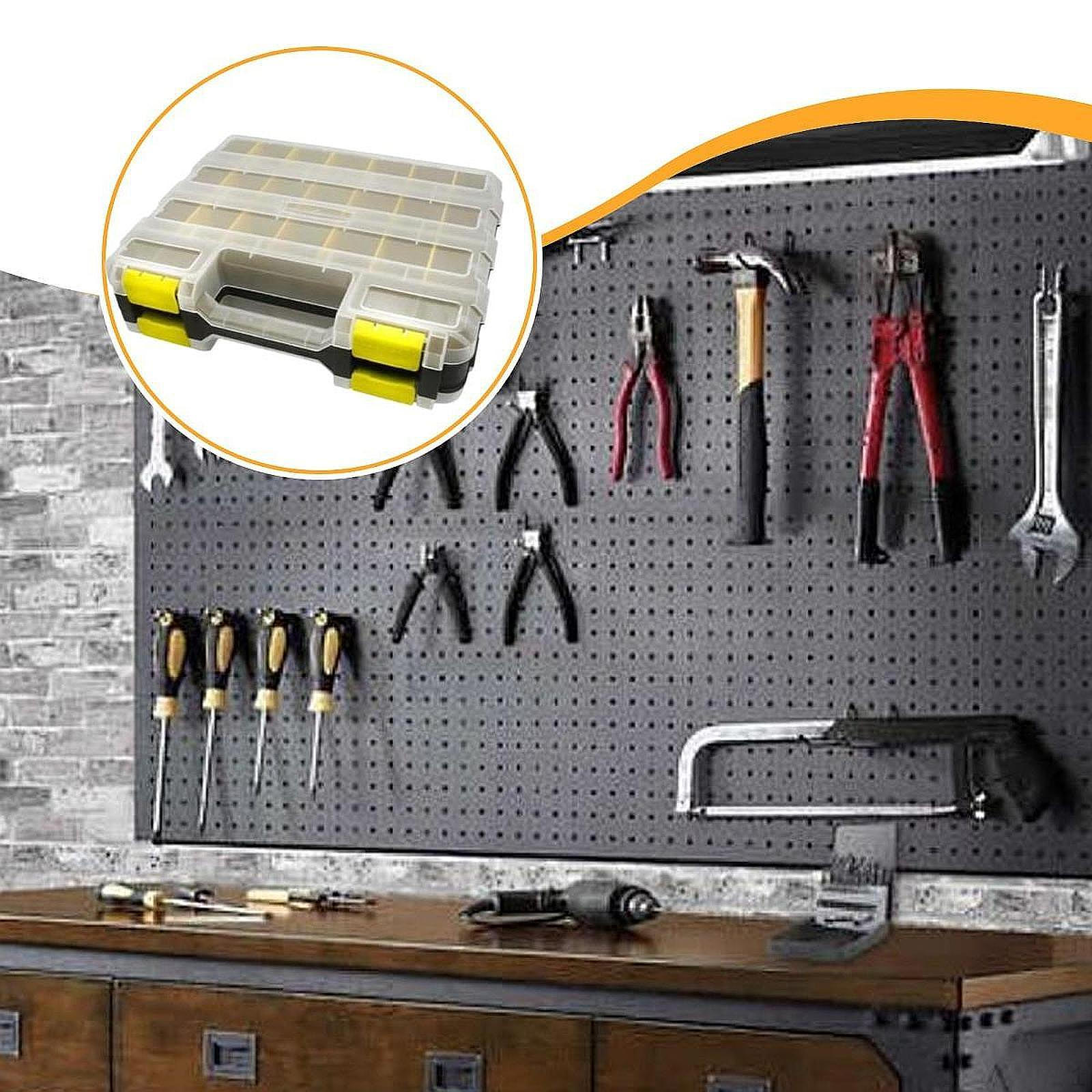 

Small Parts Organizer Case Double Sided Multipurpose Portable with Handle Tool Box