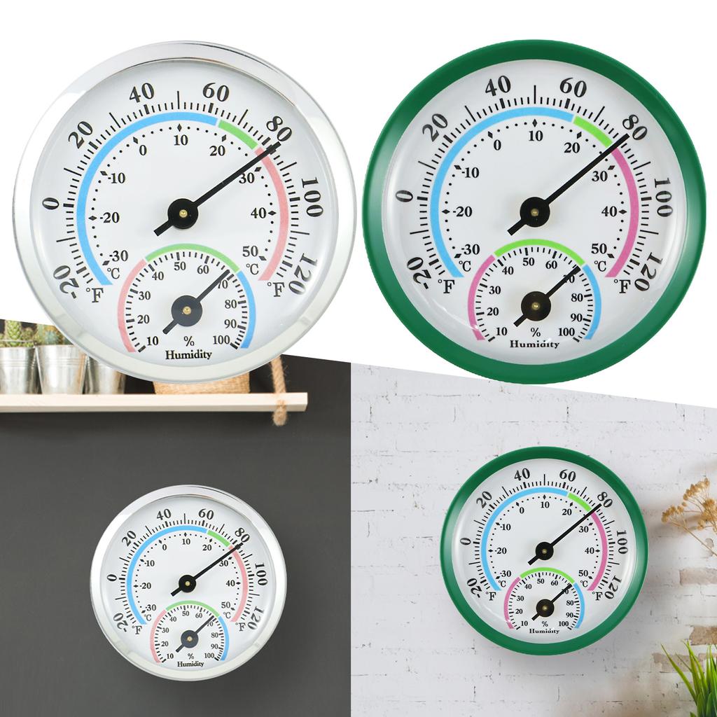 3Pcs Indoor 2 In 1 Analog Thermometer Hygrometer Aluminum Temperature Humidity Monitor Gauge Lightweight for Office Kitchen