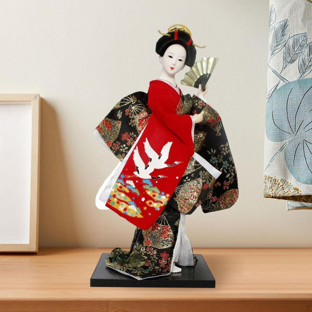12" Japanese Geisha Doll Miniature Figurines Girl Statue Handcrafted Resin Collectible Figurine for