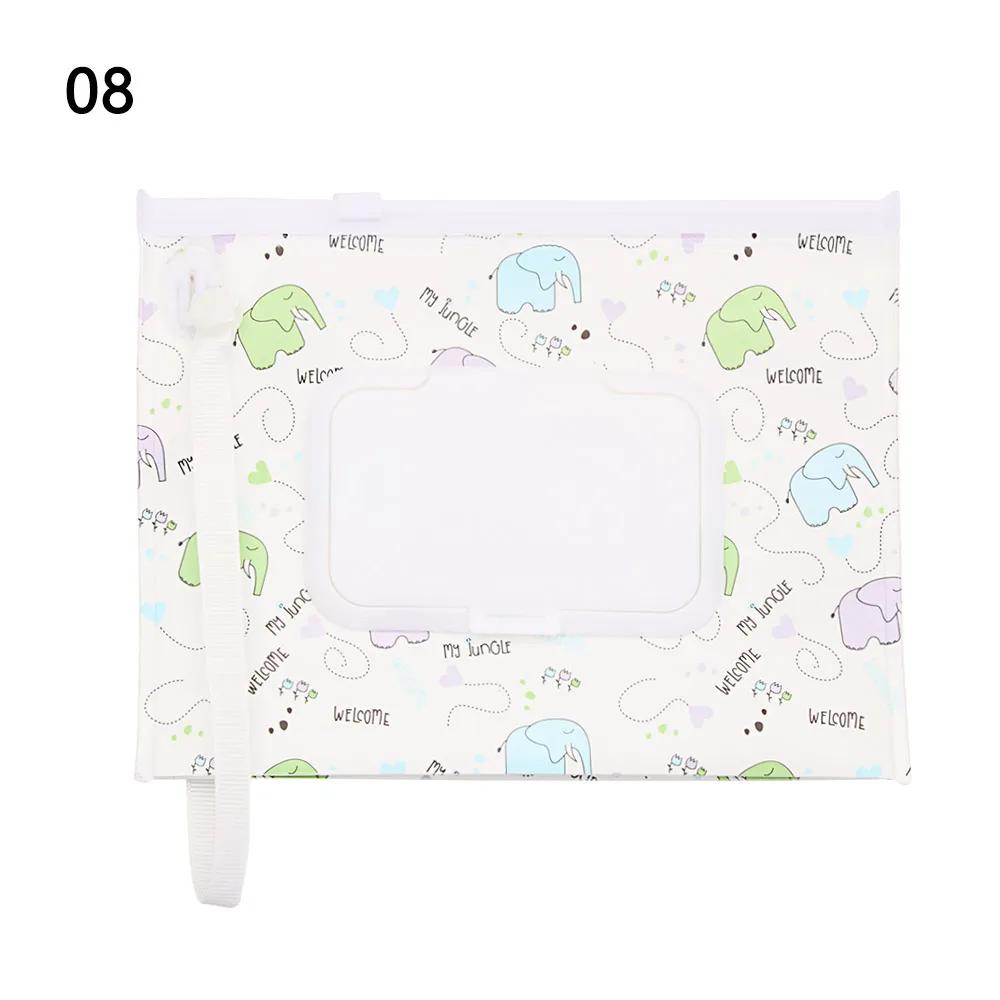1PC Wet Wipes Bag Portable Flip Cover Snap-Strap Cosmetic Pouch Cute Baby Tissue Box Outdoor Cute Stroller Carrying Case Acces