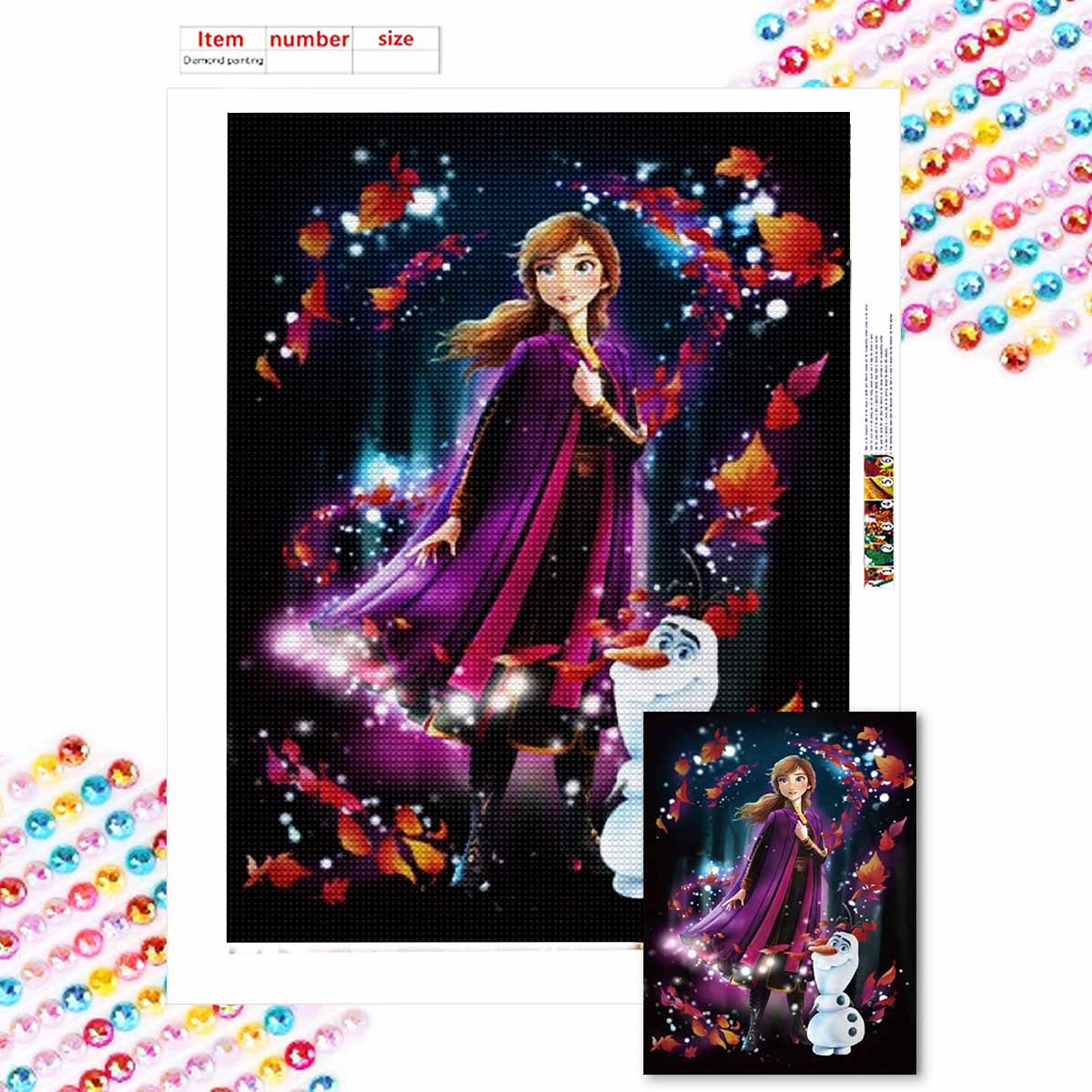 

5D Diy Diamond Painting Anna and Olaf Full Drill Rhinestones Mosaic Embroidery Handmade Products Home Decor Gift Round 20x30cm