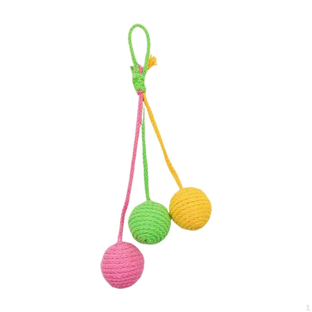 3 Pieces Sisal Ball for Cats Pet Toy Hanging Rope Interactive Jute Scratching Post Suitable