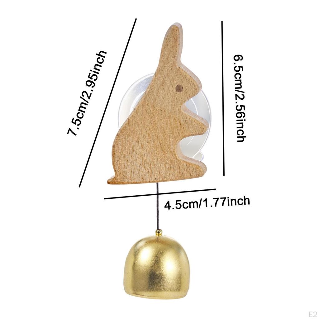 Merchant's Bell with Suction Cup, Wooden Door Ornament, Hanging Doorbell for Shop Front
