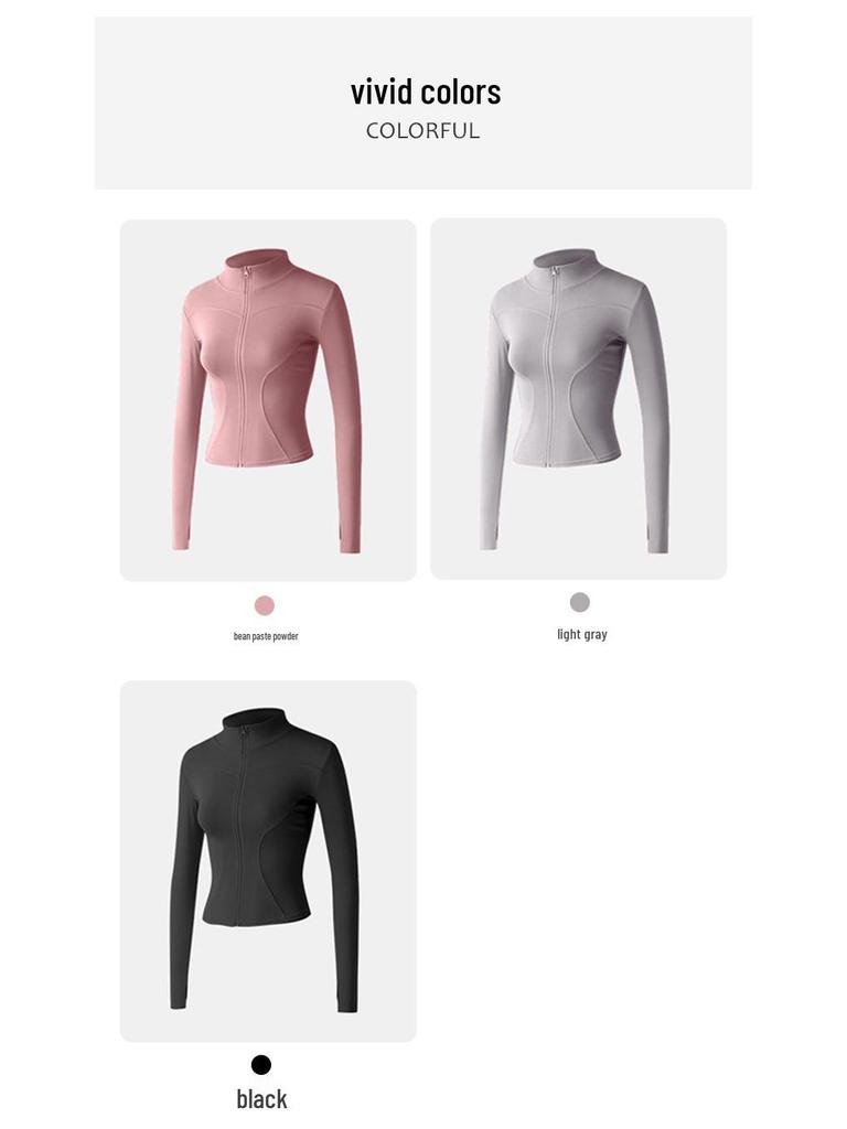 Women's Slim Fit Stand-up Collar Yoga Jacket - High Elasticity Long Sleeve Shirt for Autumn/Winter Outdoor Sports & Fitness