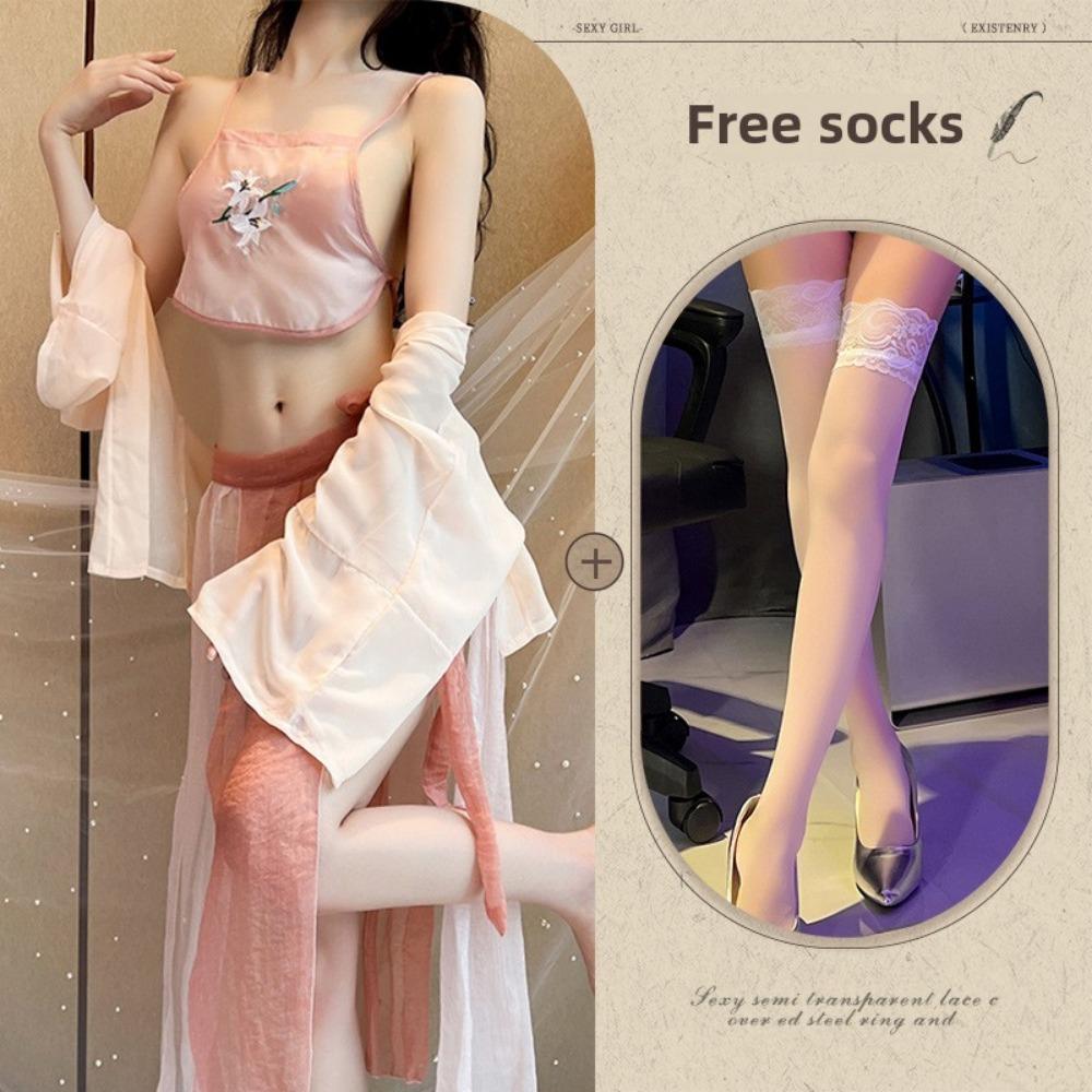 Sexy Lingerie Sexy Ancient Hanfu Republic of China Style Embroidered Pajamas Hot Uniform Seduction Suit