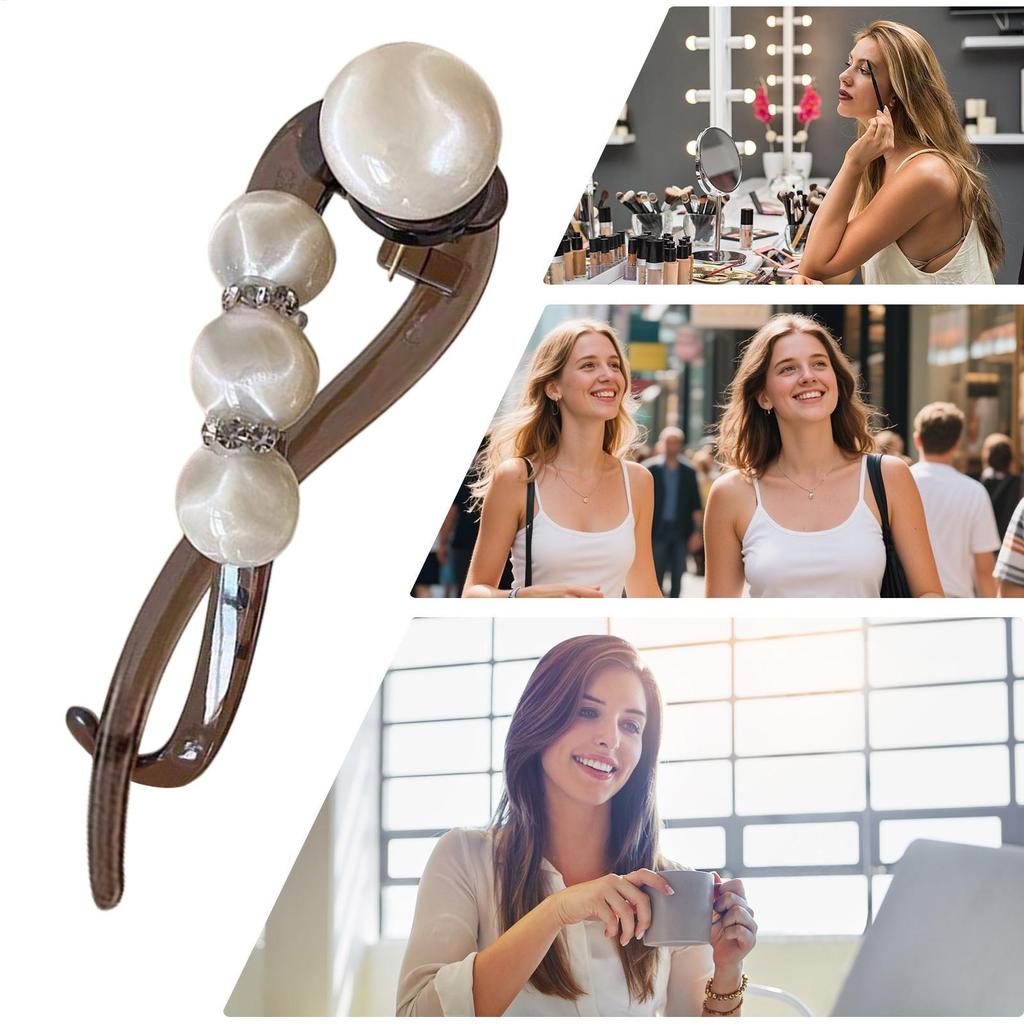 S Shape Elegant Twist Barrette Pearl Decor Non Slip Jaw Fashion Twist Clip Hair Barrettes Ponytail Holder Women Hair Accessories