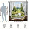 Tenda da Doccia in Poliestere - Scena di Campagna con Vegetazione e Ruscello, 70,8X70,8", 12 Ganci, Lavabile e Durevole
